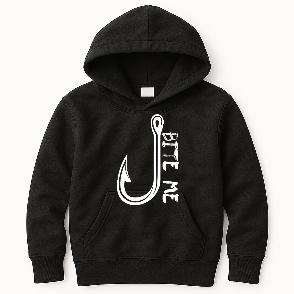 Bite Me Fishing Hook Kids Hoodie