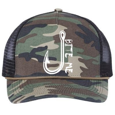 Bite Me Fishing Hook Retro Rope Trucker Hat Cap