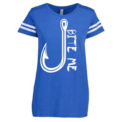 Bite Me Fishing Hook Enza Ladies Jersey Football T-Shirt