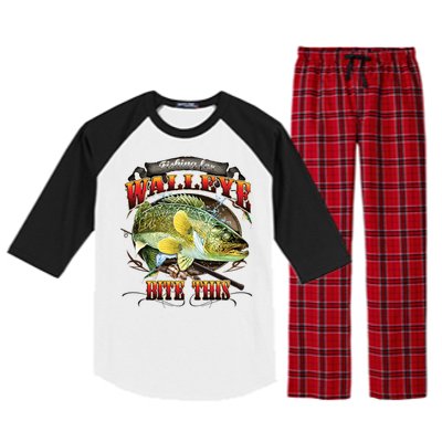 Bite This Walleye Fishing Raglan Sleeve Pajama Set