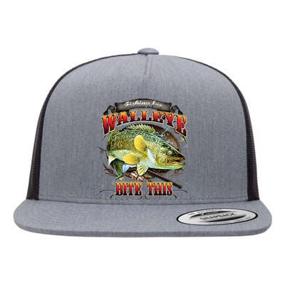 Bite This Walleye Fishing Flat Bill Trucker Hat