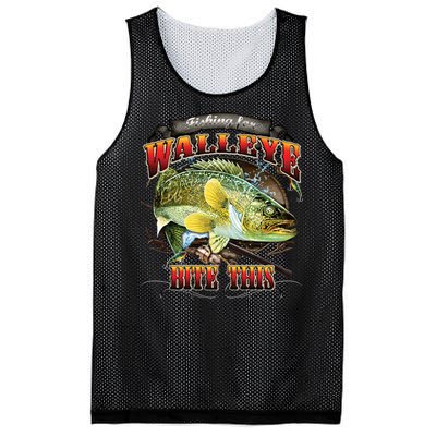 Bite This Walleye Fishing Mesh Reversible Basketball Jersey Tank