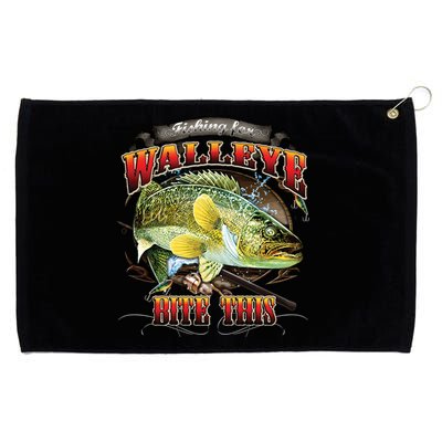 Bite This Walleye Fishing Grommeted Golf Towel