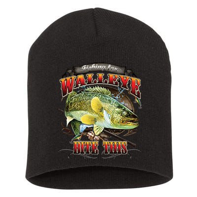 Bite This Walleye Fishing Short Acrylic Beanie