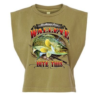 Bite This Walleye Fishing Garment-Dyed Women's Muscle Tee