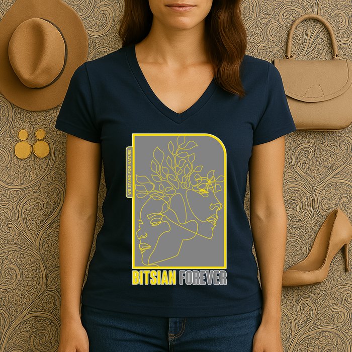 Bitsian Forever We Stand For Nature Women's V-Neck T-Shirt