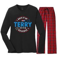 Back It Up Terry Put It In Reverse Funny 4th Of July Women's Long Sleeve Flannel Pajama Set 