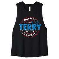 Back It Up Terry Put It In Reverse Funny 4th Of July Women's Racerback Cropped Tank