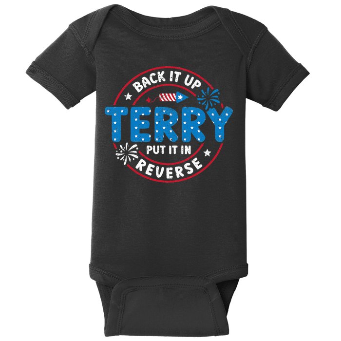 Back It Up Terry Put It In Reverse Funny 4th Of July Baby Bodysuit