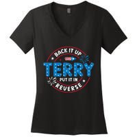 Back It Up Terry Put It In Reverse Funny 4th Of July Women's V-Neck T-Shirt