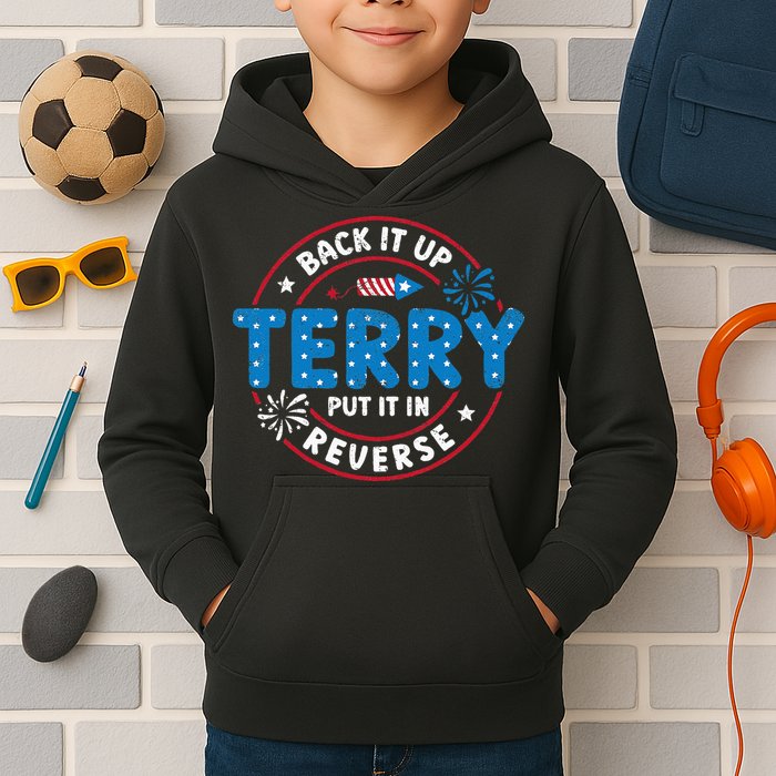 Back It Up Terry Put It In Reverse Funny 4th Of July Kids Hoodie