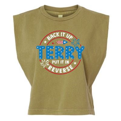 Back It Up Terry Put It In Reverse Funny 4th Of July Garment-Dyed Women's Muscle Tee
