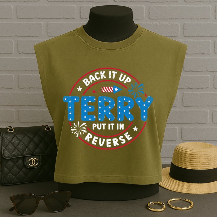 Back It Up Terry Put It In Reverse Funny 4th Of July Garment-Dyed Women's Muscle Tee