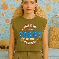 Back It Up Terry Put It In Reverse Funny 4th Of July Garment-Dyed Women's Muscle Tee