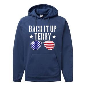 Back It Up Terry Put It In Reverse Usa Flag 4th Of July Great Gift Performance Fleece Hoodie