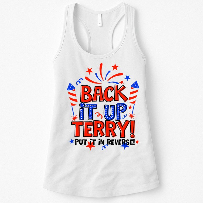 Back It Up Terry Put It In Reverse 4th Of July Fireworks Womens Tank Top