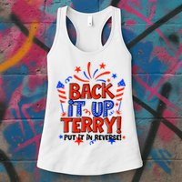 Back It Up Terry Put It In Reverse 4th Of July Fireworks Womens Tank Top