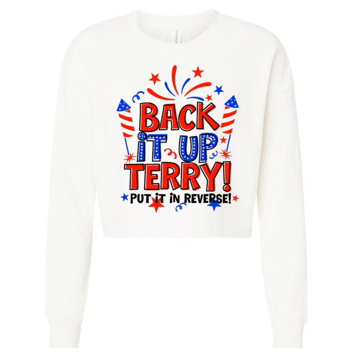 Back It Up Terry Put It In Reverse 4th Of July Fireworks Cropped Pullover Crew