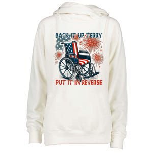 Back It Up Terry Put It In Reverse Fireworks Fun 4th Of July Womens Funnel Neck Pullover Hood