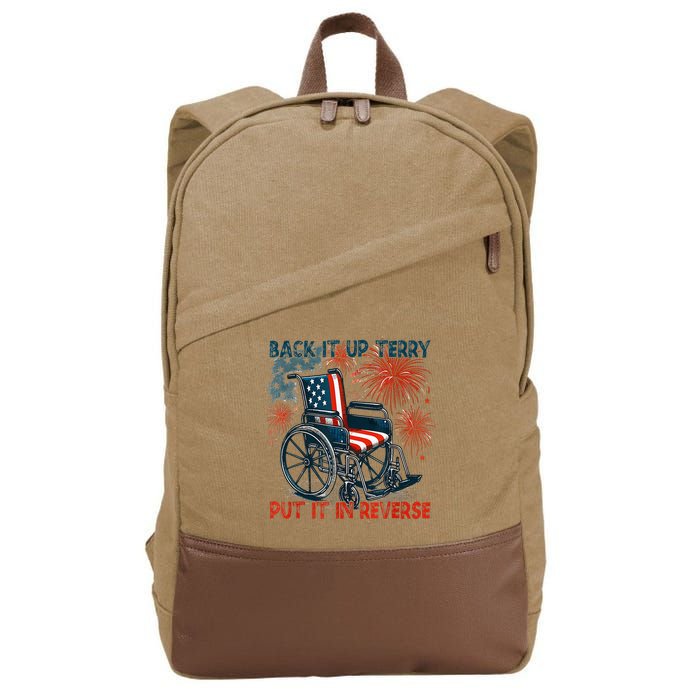 Back It Up Terry Put It In Reverse Fireworks Fun 4th Of July Cotton Canvas Backpack