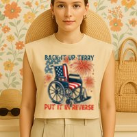 Back It Up Terry Put It In Reverse Fireworks Fun 4th Of July Garment-Dyed Women's Muscle Tee