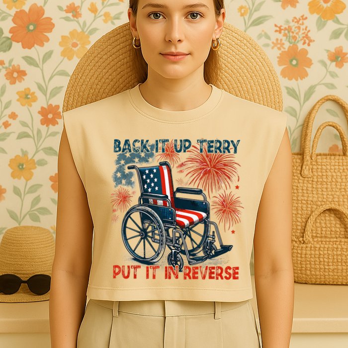Back It Up Terry Put It In Reverse Fireworks Fun 4th Of July Garment-Dyed Women's Muscle Tee