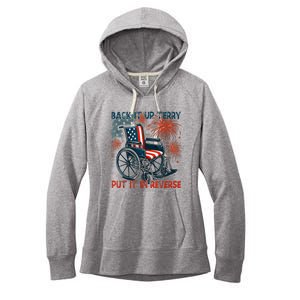 Back It Up Terry Put It In Reverse Fireworks Fun 4th Of July Women's Fleece Hoodie