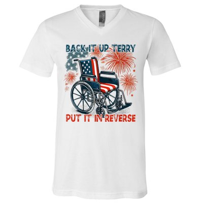 Back It Up Terry Put It In Reverse Fireworks Fun 4th Of July V-Neck T-Shirt