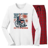 Back It Up Terry Put It In Reverse Fireworks Fun 4th Of July Women's Long Sleeve Flannel Pajama Set 