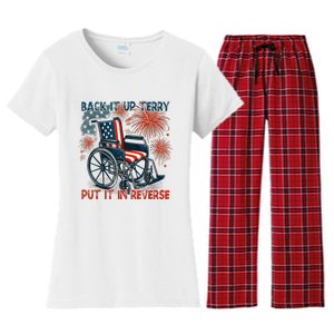 Back It Up Terry Put It In Reverse Fireworks Fun 4th Of July Women's Flannel Pajama Set