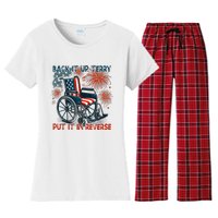 Back It Up Terry Put It In Reverse Fireworks Fun 4th Of July Women's Flannel Pajama Set