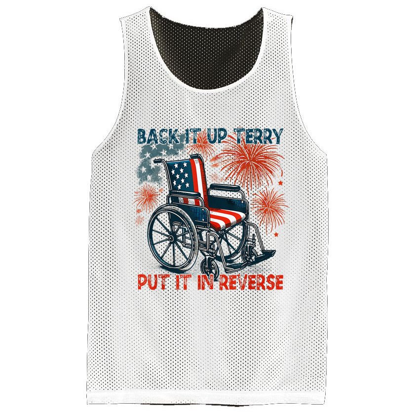Back It Up Terry Put It In Reverse Fireworks Fun 4th Of July Mesh Reversible Basketball Jersey Tank
