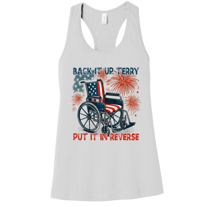 Back It Up Terry Put It In Reverse Fireworks Fun 4th Of July Women's Racerback Tank