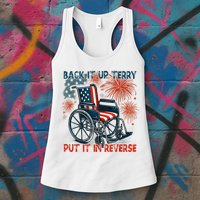 Back It Up Terry Put It In Reverse Fireworks Fun 4th Of July Womens Tank Top