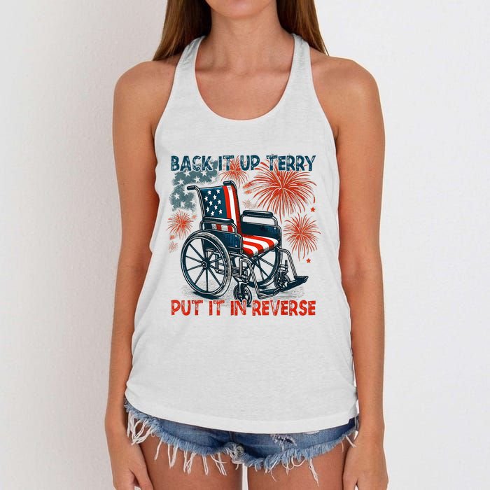 Back It Up Terry Put It In Reverse Fireworks Fun 4th Of July Women's Knotted Racerback Tank