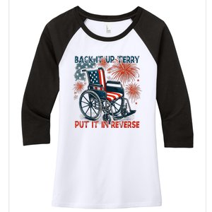 Back It Up Terry Put It In Reverse Fireworks Fun 4th Of July Women's Tri-Blend 3/4-Sleeve Raglan Shirt