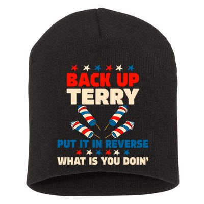 Back It Up Terry Put It In Reverse July 4th Fireworks Terry Patriotic Short Acrylic Beanie