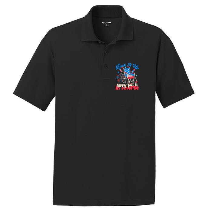 Back It Up Terry Put It In Reverse Firework 4th Of July PosiCharge RacerMesh Polo