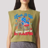 Back It Up Terry Put It In Reverse Firework 4th Of July Garment-Dyed Women's Muscle Tee