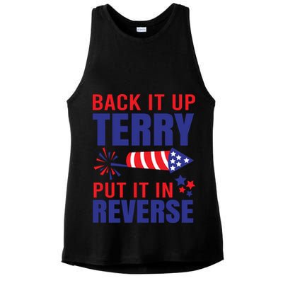 Back It Up Terry Put It In Reverse Funny 4th Of July America Independence Day Ladies PosiCharge Tri-Blend Wicking Tank