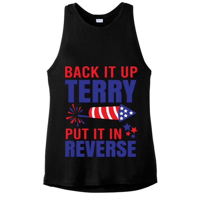Back It Up Terry Put It In Reverse Funny 4th Of July America Independence Day Ladies PosiCharge Tri-Blend Wicking Tank