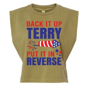 Back It Up Terry Put It In Reverse Funny 4th Of July America Independence Day Garment-Dyed Women's Muscle Tee