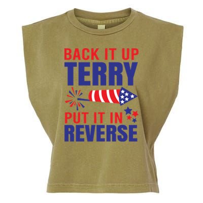 Back It Up Terry Put It In Reverse Funny 4th Of July America Independence Day Garment-Dyed Women's Muscle Tee