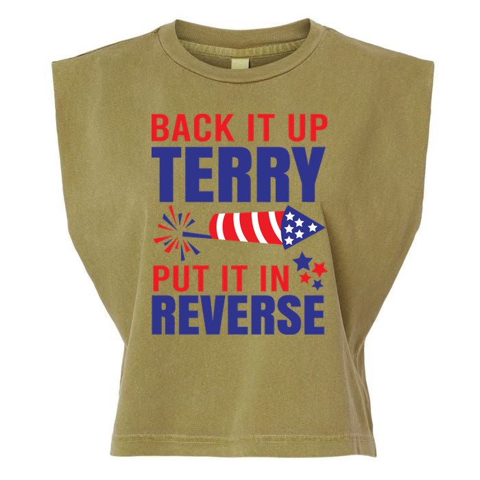 Back It Up Terry Put It In Reverse Funny 4th Of July America Independence Day Garment-Dyed Women's Muscle Tee