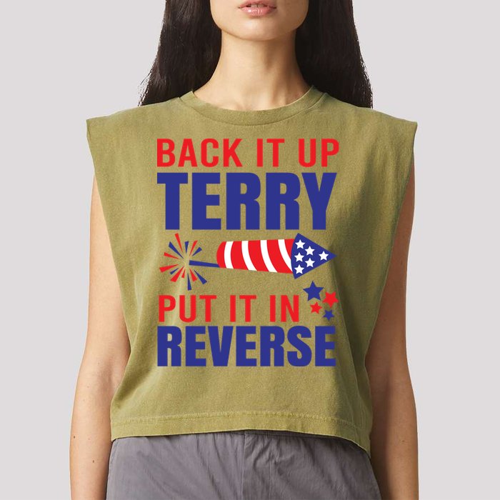 Back It Up Terry Put It In Reverse Funny 4th Of July America Independence Day Garment-Dyed Women's Muscle Tee