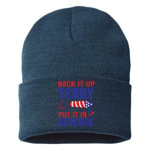 Back It Up Terry Put It In Reverse Funny 4th Of July America Independence Day Sustainable Knit Beanie