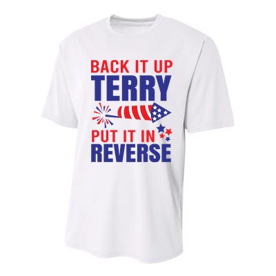 Back It Up Terry Put It In Reverse Funny 4th Of July America Independence Day Youth Performance Sprint T-Shirt