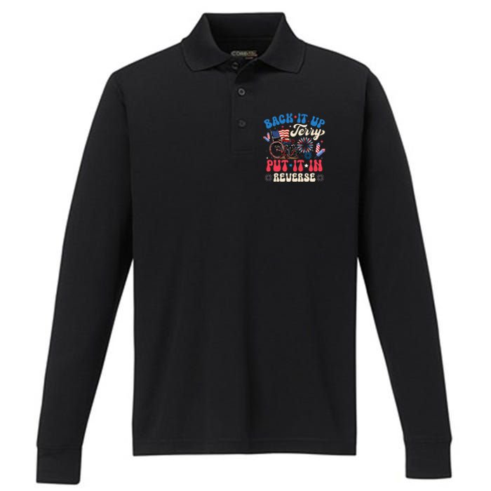 Back It Up Terry Put It In Reverse Firework 4th Of July Performance Long Sleeve Polo