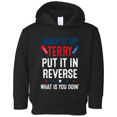 Back It Up Terry Put It In Reverse Fireworks Fun 4th Of July Toddler Hoodie