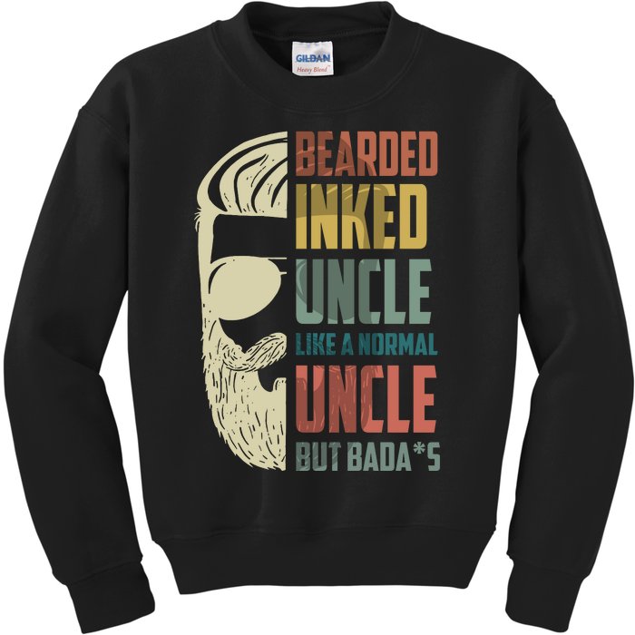 Bearded Inked Uncle Crazy Beard Tattooed Uncle Long Beards Uncle Kids Sweatshirt